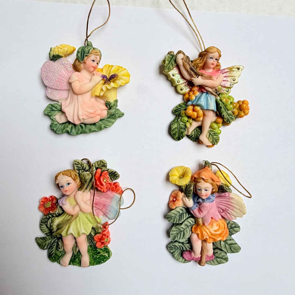 Unbranded Flower Fairy Ornaments Set of 4 Multicolor Resin Whimsical Decor